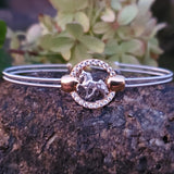 Sterling Silver and Yellow Gold Cubic Zirconia Walking Horse Cuff Bracelet BEL-10450