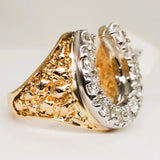 10K Yellow Gold 1 CTW Diamond Nugget Horse Shoe Ring   DGR-23290