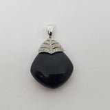 14K White Gold Diamond & Onyx Pendant DPD-25588