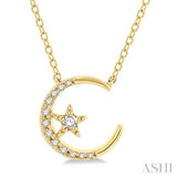10k White Gold .10 CTW Diamond Moon and Star Pendant DPD-26857