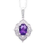 10k White Gold Amethyst & Diamond Filigree Pendant - DPD-26928