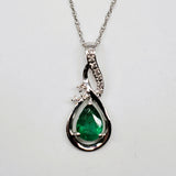 10k White Gold Diamond & Pear Cut Emerald Pendant  DPD-26970