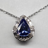 14K White Gold Diamond Tanzanite Pear Pendant DPD-26984