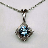 10K White Gold Diamond Halo Blue Topaz Pendant DPD-26986