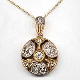 14K Two-Toned Gold Filigree Diamond Round Beaded Pendant DPD-26990