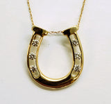 14K Yellow Gold Diamond Horseshoe Pendant (Upright) DPD-27000