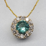 14K Yellow Gold Round Emerald with Diamond Halo Pendant DPD-27088
