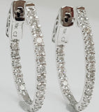 10k White Gold .75 CTW In/Out Diamond Oval Hoop Earrings  DER-25876