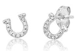 10k White Gold Horse Shoe Diamond Stud Earrings DER-25976