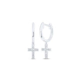 10k White Gold Cross Dangle Hoop Earrings DER-25872
