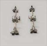 10K White Gold 3 Cluster Drop Earrings DER-25873