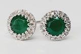 14KW .10CTW Diamond Halo Emerald Stud Earrings -  DER-25882