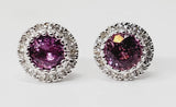 14KW Diamond Halo Pink Sapphire Earrings -  DER-25883