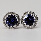 14KW .10CTW Diamond Halo Tanzanite Earrings -  DER-25886