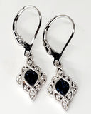 14KW  Diamond & Sapphire FIligree Lever Back Earrings -  DER-25891