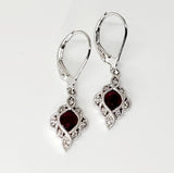 14KW  Diamond & Ruby FIligree Lever Back Earrings -  DER-25892