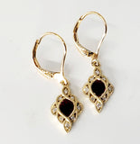 14KY Diamond & Ruby Filigree Lever Back Earrings  DER-25895