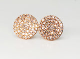 10K Rose Gold Diamond Disc Stud Earrings  DER-25896