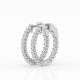 14k White Gold 3.52CTW Lab Grown Diamond Round Hoop Earrings- DER-25931