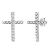 10k White Gold Diamond Cross Earrings  DER-25927