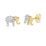 14K Yellow Gold Diamond Elephant Stud Earrings DER-26053