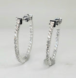 14K White Gold .50CTW Diamond Hoop Earrings DER-26101