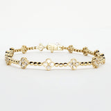 14K Yellow Gold 1.64 CTW Diamond Clover Bead Bracelet DBR-23155