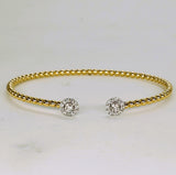 14K Two-Tone Gold Diamond Halo Open Bangle DBR-23164