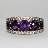 Sterling Silver Vintage Amethyst CZ Judith Ripka Band  DEJ-24532