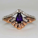 10k Rose Gold & Sterling Silver Vintage Diamond Amethyst Disney Ariel Ring DEJ-24554