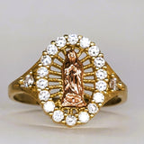14k Yellow & Rose Gold CZ Lady of Guadalupe Ring DEJ-24556