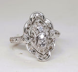 14K White Gold Diamond Filigree Oval Shape Ring  DEJ-24599