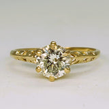 10K Yellow Gold 1CT Diamond Vintage Solitaire Ring  DEJ-24616