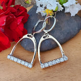 14K Yellow Gold Diamond Stirrup Dangle Earrings DEJ-24756