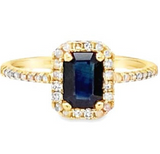 14k Yellow Gold Sapphire & Diamond Halo Ring DCR-24727