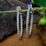 14K White Gold .50CTW Diamond Hoop Earrings DER-26101