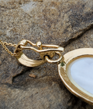14k Yellow Gold Oval White Mother Of Pearl Pendant DEJ-24742