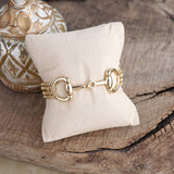 Gold Tone Rolo Chain Horse Bit Bracelet SSJ-13693
