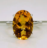 14K White Gold Oval Citrine Ring GCR-20099