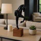 Black/Brown Metal Galloping Horse on Base, 12 in.