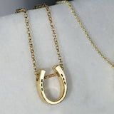 Sterling Silver Classique Horseshoe & Chain Necklace Gold SSJ-13712