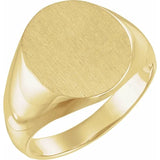 14k Yellow Gold Oval Solid Back Signet Ring GGR-19430