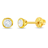14k Yellow Gold CZ Bezel Stud Earrings GCZ-19253