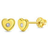 14k Yellow Gold CZ Heart Stud Earrings GCZ-19254