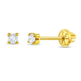 14k Yellow Gold CZ Stud Earrings GCZ-19255