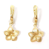 14k Yellow Gold Plumeria Dangle Earrings GER-23434