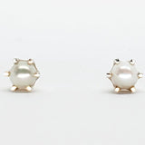 14k White Gold 3mm Cultured Pearl  Stud Earrings   GER-23532