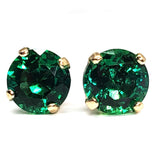 14K Yellow Gold Lab Grown Emerald Stud Earrings GER-23534