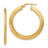 14K Gold Brushed Hoop Earrings GER-23549