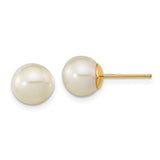 14K Yellow & White Gold Freshwater Pearl Stud Earrings 5mm to 8mm